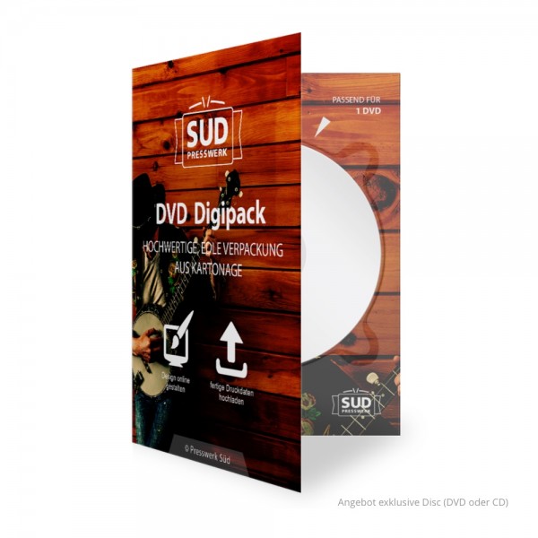DVD Digipack 4-seitig farbig bedruckt | 1 Tray (rechts) für CD oder DVD - Beispiel